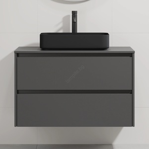 Bath Deluxe Шкаф за баня с мивка TRONDHEIM/LJORDAL 90x57x46 см антрацит/черно (SETBT0152E)