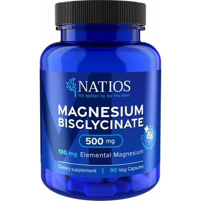 Natios Magnesium Bisglycinate 500 mg + B6 elem. hořčík 100 mg 90 veg. kapslí