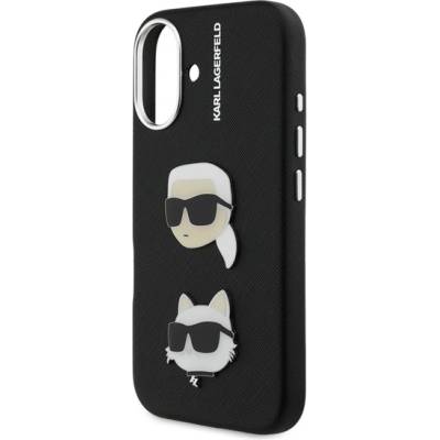 CG Mobile iPhone 16 KARL LAGERFELD GRAINED PU K&CH HEADS Силиконов удароустойчив протектор за телефон 3D, ЧЕРЕН KLHCP16SPSFDHPK (KLHCP16SPSFDHPK)