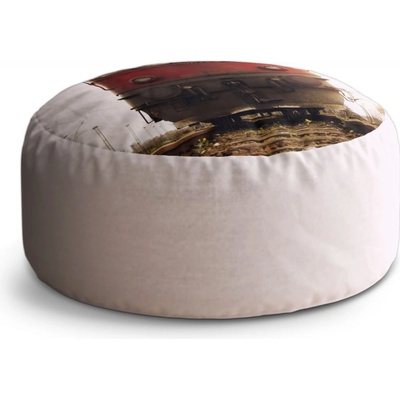 Sablio Taburet Circle Červený vlak na kolejích: 40x50 cm