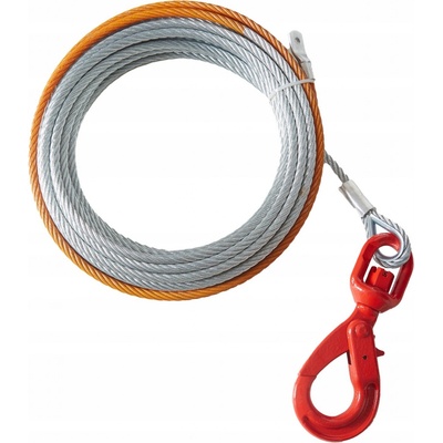 VEVOR Ocelové lano 9,5 mm x 30,5 m s nosností 67,6 kN a otočným hákem