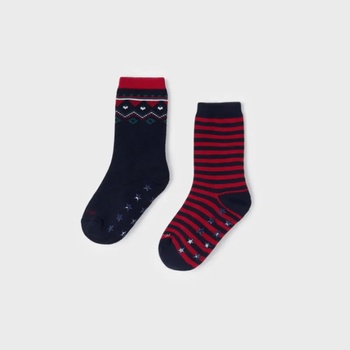 Image 1 of Mayoral Сет 2 чифта чорапи с нехлъзгащи се стъпала за момче в червено Майорал