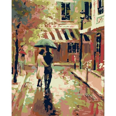 zuty Malování podle čísel Procházka v dešti 40 x 50 cm vypnuté plátno na rám