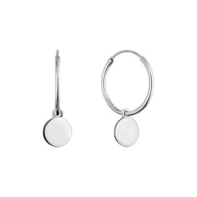 Evolution Group Cz Stříbrné náušnice kruhy s lesklou placičkou 61058