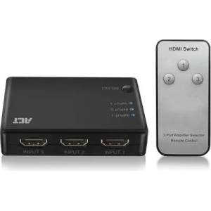 ACT 3 портов HDMI суич ACT AC7845, 4K@60Hz, USB, Дистанционно, Черен (EWENT-ACT-SPLIT-AC7845) - cybertrade