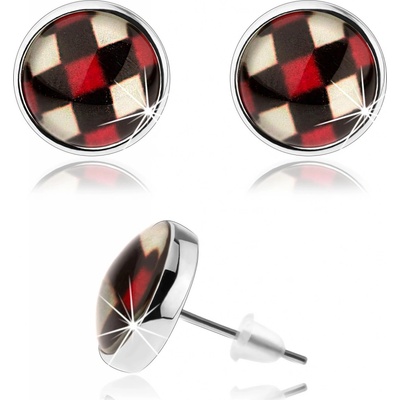 Šperky eshop kabošon vypouklé sklo vzor šachovnice puzetky SP70.06