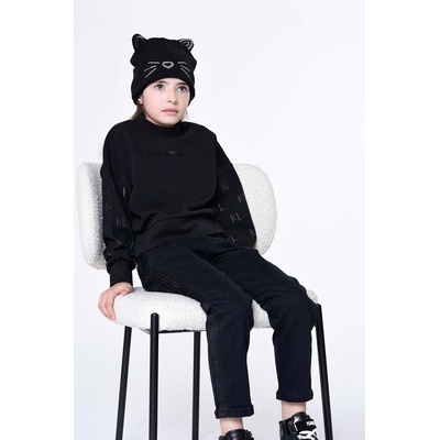 Karl Lagerfeld Детска шапка Karl Lagerfeld в черно с фина плетка (Z11059)