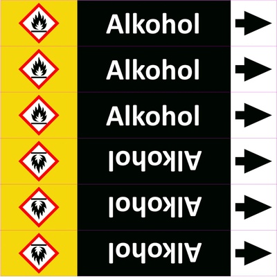 Grafiko | Alkohol - dle ISO 20560 - Materiál Samolepící PVC folie, Rozměr aršík 6 ks 52x280 mm