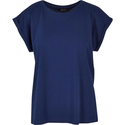 Build Your Brand Voľné dámske tričko s ohrnutými rukávmi Svetlá námornícka modrá