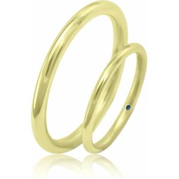 Eppi Svadobné decentné zlaté obrúčky so skrytým modrým diamantom Fabi RW35802