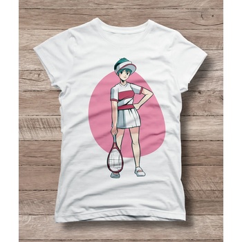 Детска тениска 'Момиче и тенис' - бял, xs