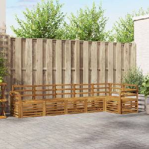 vidaXL Комплект дивани за открито 6 бр. Естествен Полиестер (3374889)
