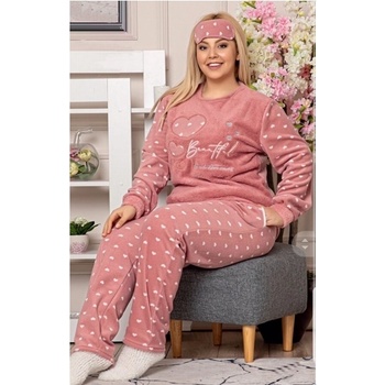 Макси пухкава пижама в цвят пепел от рози със сърца