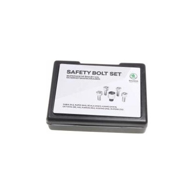 Sada bezpečnostních šroubů kola s adaptérem Škoda 000071597C Škoda Fabia, Fabia 2, Octavia, Octavia 2, Superb, Superb 2, Yeti, Roomster, Rapid, Octavia 3, Fabia 3, Superb 3, Kodiaq, Karoq, Scala, Kami