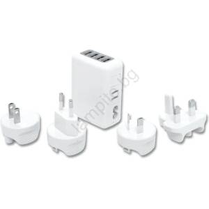 Ecolite XJ4U-USB - Пътен адаптер 4xUSB (EC0158)