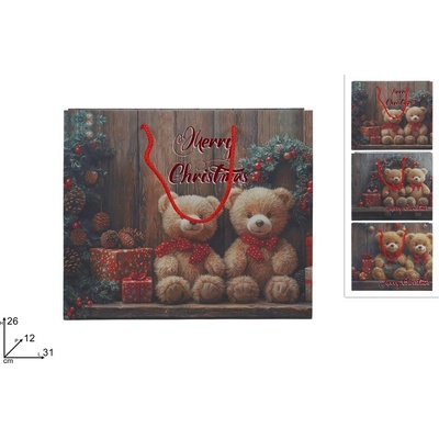 MAKRO - Taška vianočná medvedík 31x26x12cm rôzne motívy