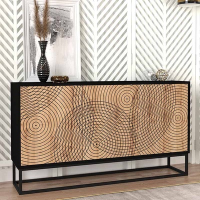 TopMebel Themis меламинов бюфет в черен - сапфирен дъб 150x35x83, 6см