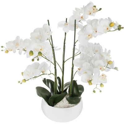 Atmosphera umělá orchidej jako živá v bílé moderní květináči do obýváku 65 cm