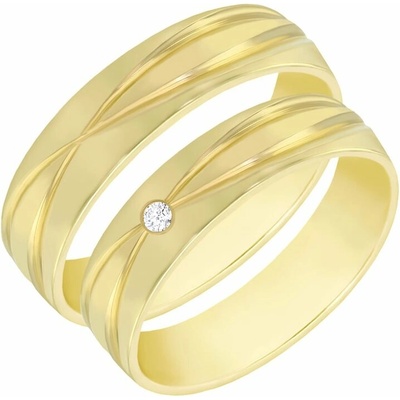 Eppi Elegantní zlaté snubní prsteny s diamantem Carlo RW40224