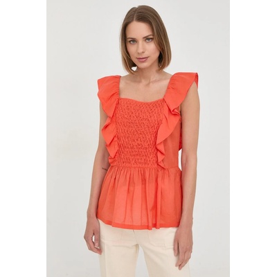 MARELLA Памучна блуза Marella дамска в оранжево с изчистен дизайн (31610622200)