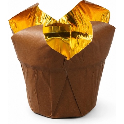 Cake star Košíčky na muffiny tulipán hnědo-zlaté 50x70mm 50ks