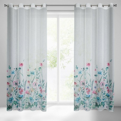 Takoy Záves LILIAN z etamínu s potlačou maľovaných kvetov 140 x 250 cm-HF-417855 | 140 x 250 cm