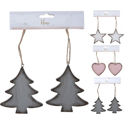 H&L Závěsná dekorace strom/hvězda/srdce set 2ks 10cm Dekor: strom DH8044850
