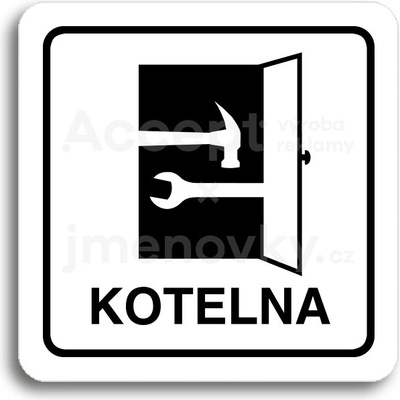 ACCEPT Piktogram kotelna - bílá tabulka - černý tisk
