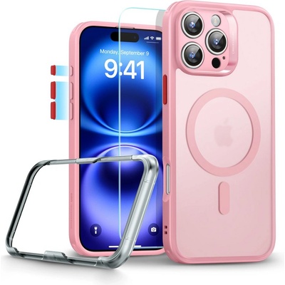 ESR Удароустойчив кейс с MagSafe и протектор за iPhone 16 Pro Max от ESR Classic Pro Set Halolock - Frost Pink (4894240230114)
