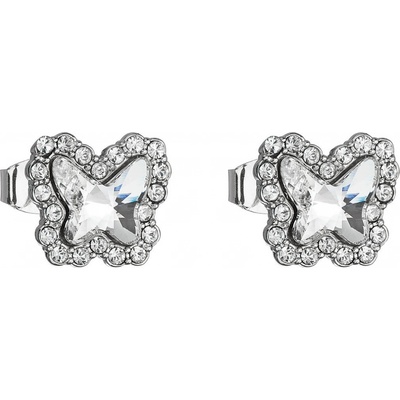 Evolution Group náušnice bižutéria so Swarovski kryštálmi biely motýľ 51061.1