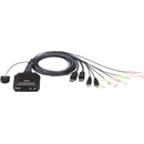 Aten CS-22D 2-port DVI KVM USB mini, integrované kabely