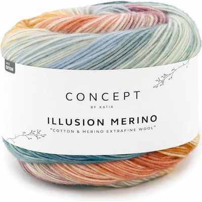 ILLUSION MERINO Katia Farby ILLUSION MERINO: 302 modrá-hrdzavá-vínová