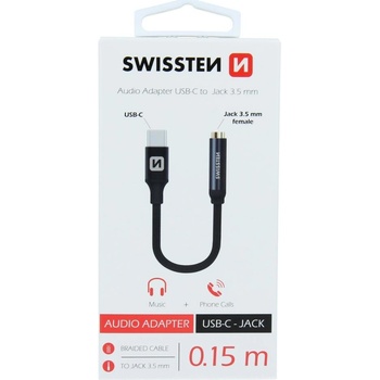 Swissten Audio adaptér textile USB-C/Jack samice 0,15 M