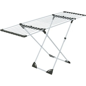 Kinghoff Сгъваем сушилник за дрехи Kinghoff KH 2042, 20 м, До 20 кг, Регулируема дължина, Противоплъзгащи накрайници, Бял/черен (KH 2042)