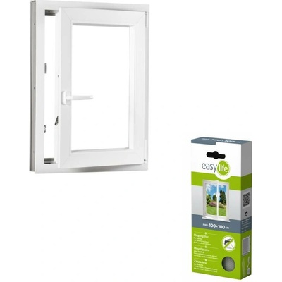 Okna Hned Sada plastové okno 600 x 1000 mm pravé, otevíravé i sklopné, bíle + síť proti hmyzu