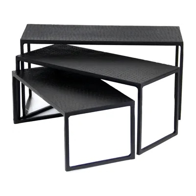 Horecano К-кт стойки за блок маса правоъгълни 3бр. ЧЕРЕН МАТ (25, 4x12, 7xh10, 16cm, 28x12, 7xh12, 7cm, 30, 48x12, 7xh15, 24cm)-SG-79955(S3)(A, B, C) (0184189)