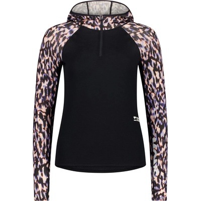 Mons Royale Дамско мериносово термобельо Mons Royale Women's Bella Merino Long Sleeve Hood Merino base layer - Rock Leopard / Black (115-2718-0212)