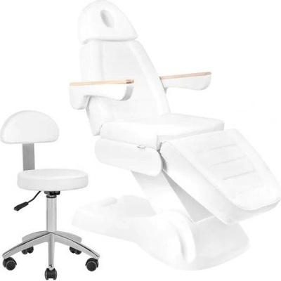 BeautyOne elektrické kosmetické křeslo Sillon 273B LUX3 + kosmetická židle s opěradlem bílá