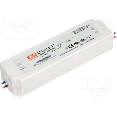 MEAN WELL LPV-100-12 Napájecí zdroj: spínaný; LED; 102W; 12VDC; 8,5A; 90÷264VAC; IP67