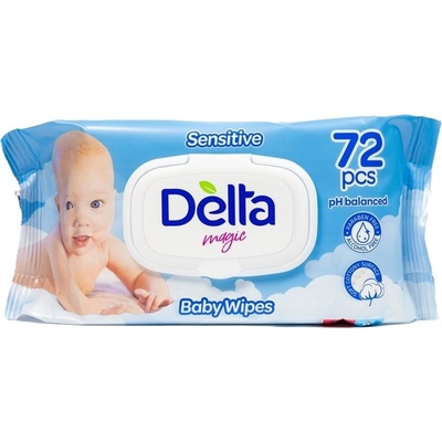 Delta Бебешки мокри кърпички Delta Magic - 72 броя, сини (3800502666042)