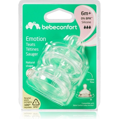 Bebeconfort Emotion Medium to Rapid Flow биберон за шише 6 m+ 2 бр