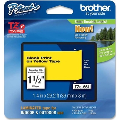 Páska do štítkovače Brother TZe-661 36mm černý tisk/žlutý podklad