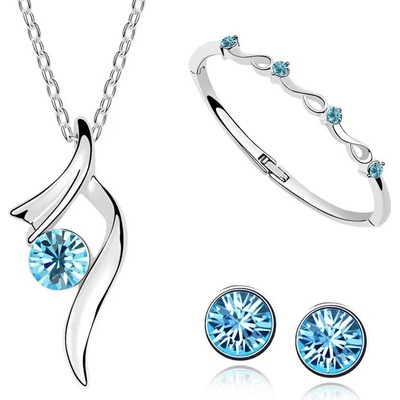 Glory set náhrdelník náušnice a náramok Bella Swarovski elements modrá GS194B