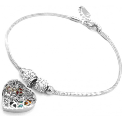 Steel Jewelry náramek srdce s krystalky z chirurgické oceli NR080383