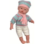 RSTA Кукла-бебе RS Toys - Момченце, с руса коса и синя шапка, 42 cm (10950)