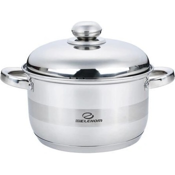 Elekom Елеком Тенджера инокс ЕК-2615 ss, Метален капак, 7 Слойно Индукционно дъно, Размери 26х15, 5 см, Полезен обем-8 Литра, Мерителна скала отвътре (ЕК-2615 ss)