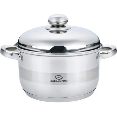 Elekom Елеком Тенджера инокс ЕК-2615 ss, Метален капак, 7 Слойно Индукционно дъно, Размери 26х15, 5 см, Полезен обем-8 Литра, Мерителна скала отвътре (ЕК-2615 ss)