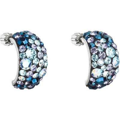 Pavona Stříbrné náušnice visací s krystaly Swarovski modré půlkruh 31164.3 blue style