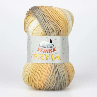 Pletací příze Vlnika PRYIA 115 hnědo-béžová, melírovaná, 100g/245m