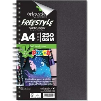 Artgecko skicák 250g Freestyle Posca A4 na výšku 30 bílých listů